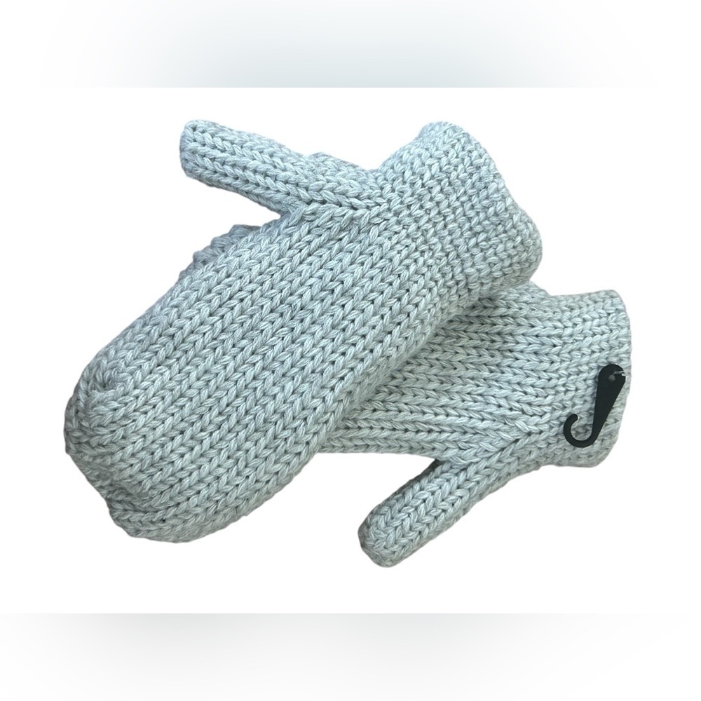 Gray Knit Sherpa-Lined Mittens Warm Cozy Winter Essential